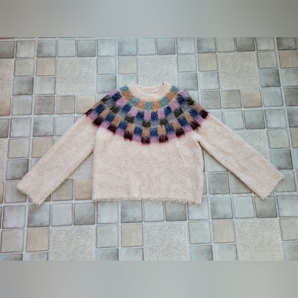 Madewell Sweaters - Madewell Brushed Checkerboard Fair Isle Sweater Size Small